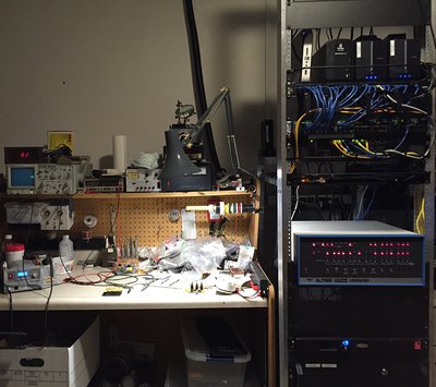 My Altair 8800 Clone in my networking equipment rack at home.
