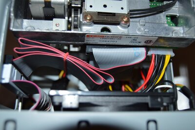 Close-up of the internal data cable