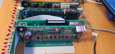 Bench test setup with CPU, front panel interface, CCS64k and MITS 882SIO